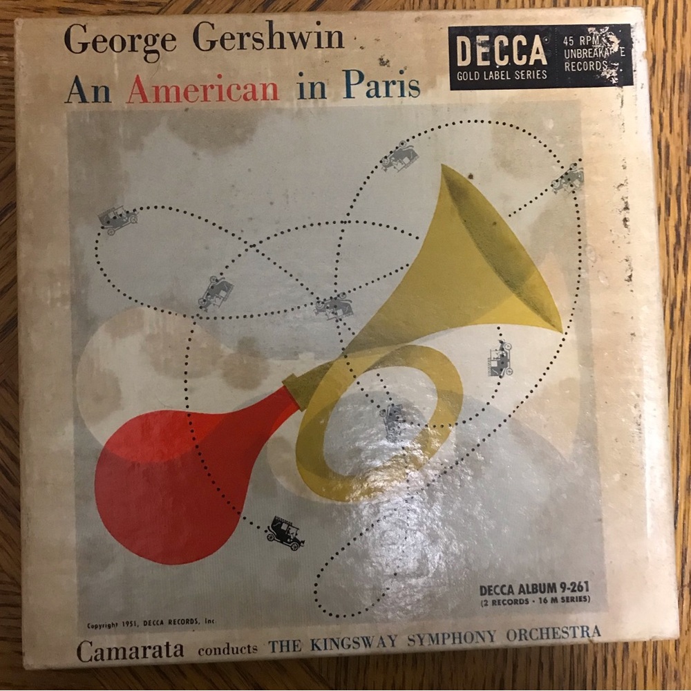 Vintage George Gershwin: An American in Paris, Decca, 45 RPM 7” Record